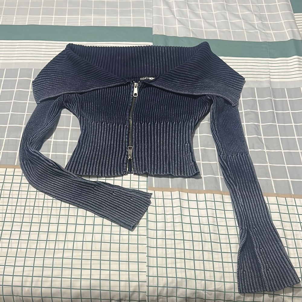 Fashion Nova Midnight Blue Ribbed Sweater